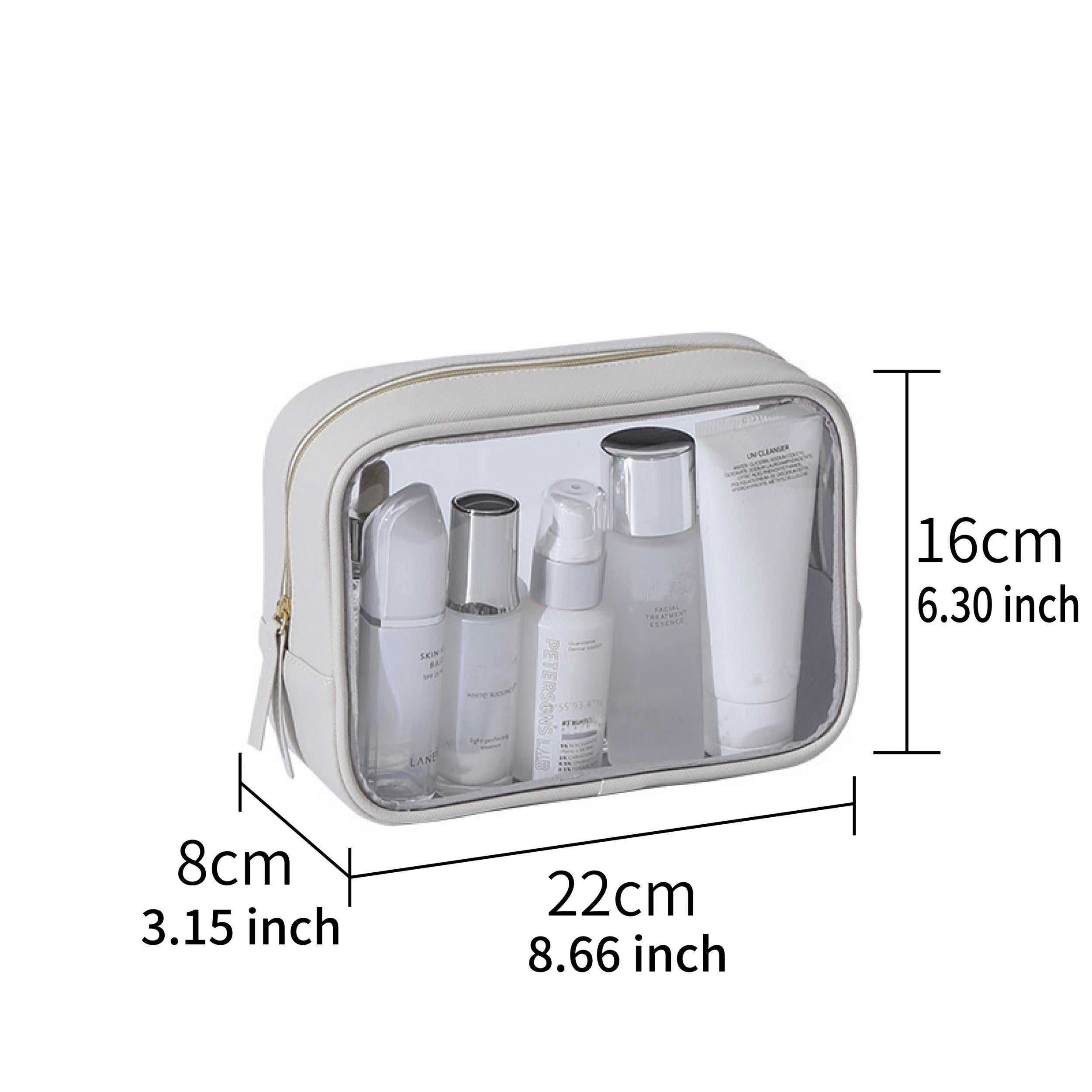 Waterproof Toiletry Bag with PU Leather PVC Combination