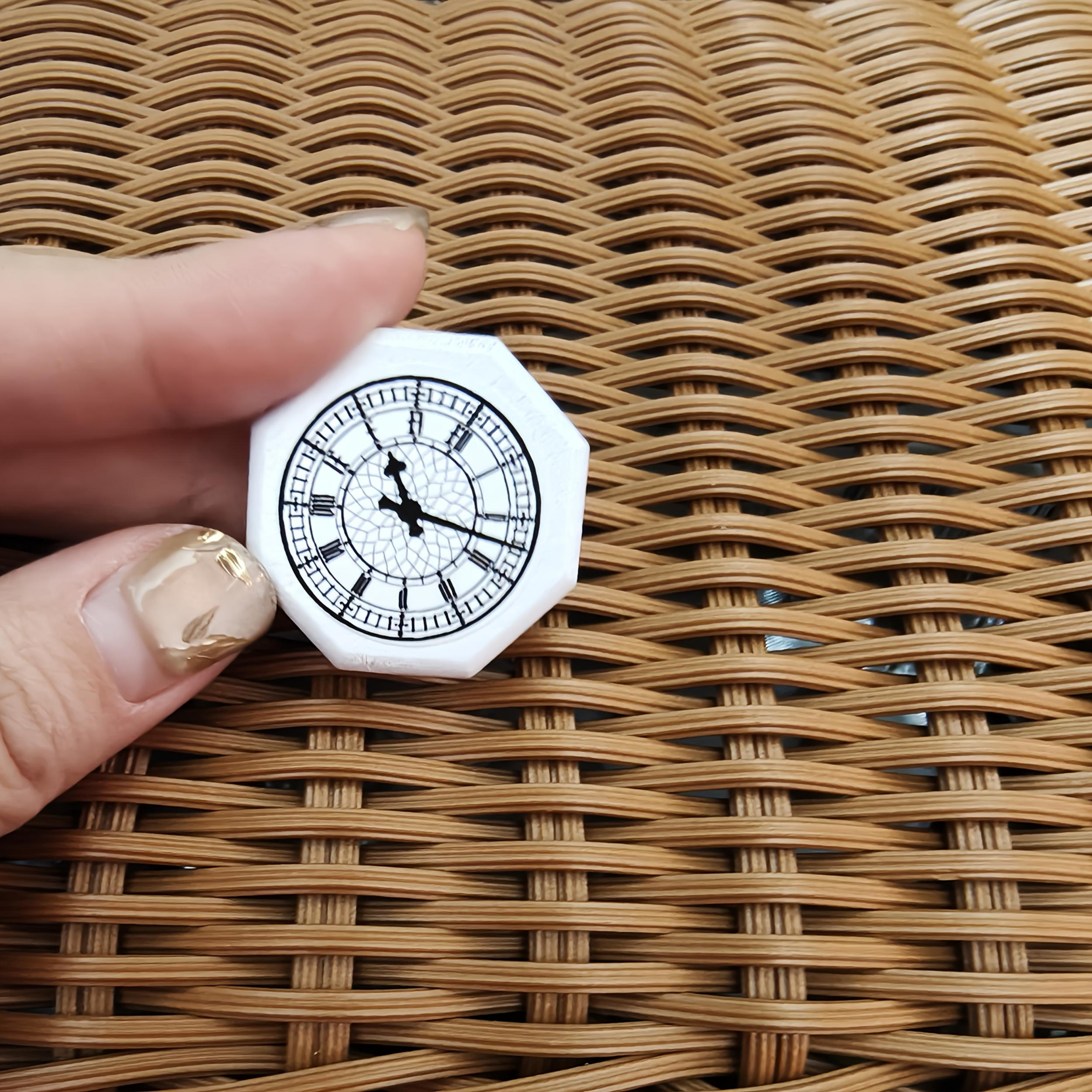 Dollhouse Wall Clock Mini Home Decor Accessory with Adhesive Backing