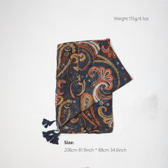 Paisley Print Boho Scarf Vintage Tassel Shawl