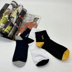 Men's Block Crew Socks Breathable Cotton Blend Comfy Casual Unisex Socks