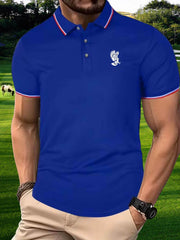 Eagle Pattern Men's Polo Shirt Custom Fit Tipped Cuffs
