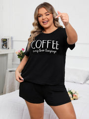 Women's Lounge Set Slogan Print Top & Shorts Pajama Set