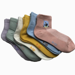6 Pairs Kids Cartoon Letters Socks Breathable Sweet Girls Socks