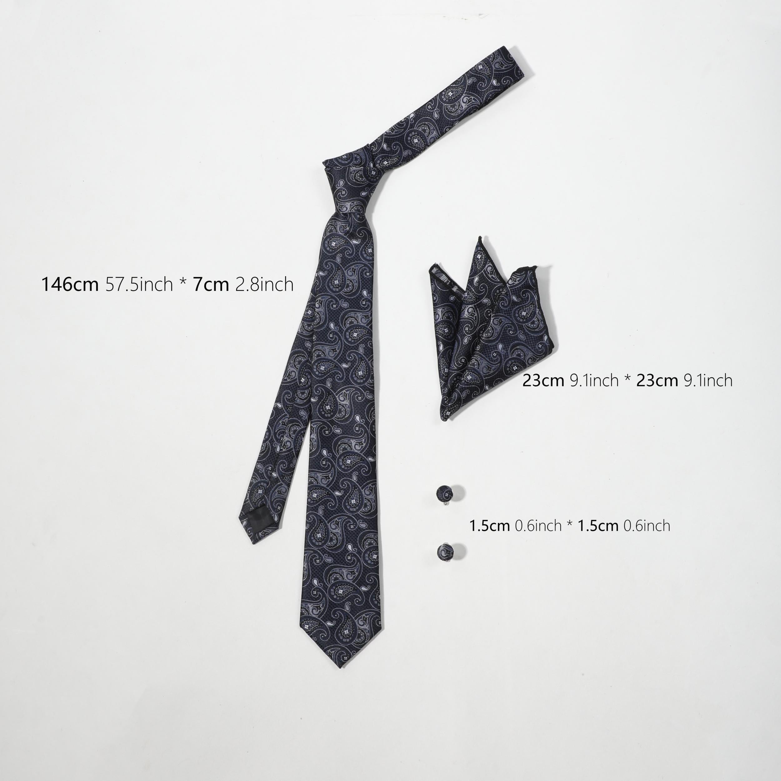 Men's Jacquard Paisley Tie Set with Pocket Square and Cufflinks