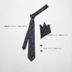 Men's Jacquard Paisley Tie Set with Pocket Square and Cufflinks
