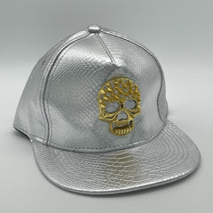 PU Leather Waterproof Snapback Hat Dollar Skull Decor Baseball Cap