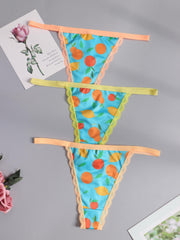 3pcs Lace Thongs Low Waist Panties Women's Lingerie