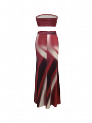 Tie Dye Two piece Skirt Set Crop Tube Top & Slim Skirt Outfit Women