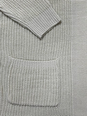 Solid Long Sleeve Open Front Hooded Cardigan With Pockets