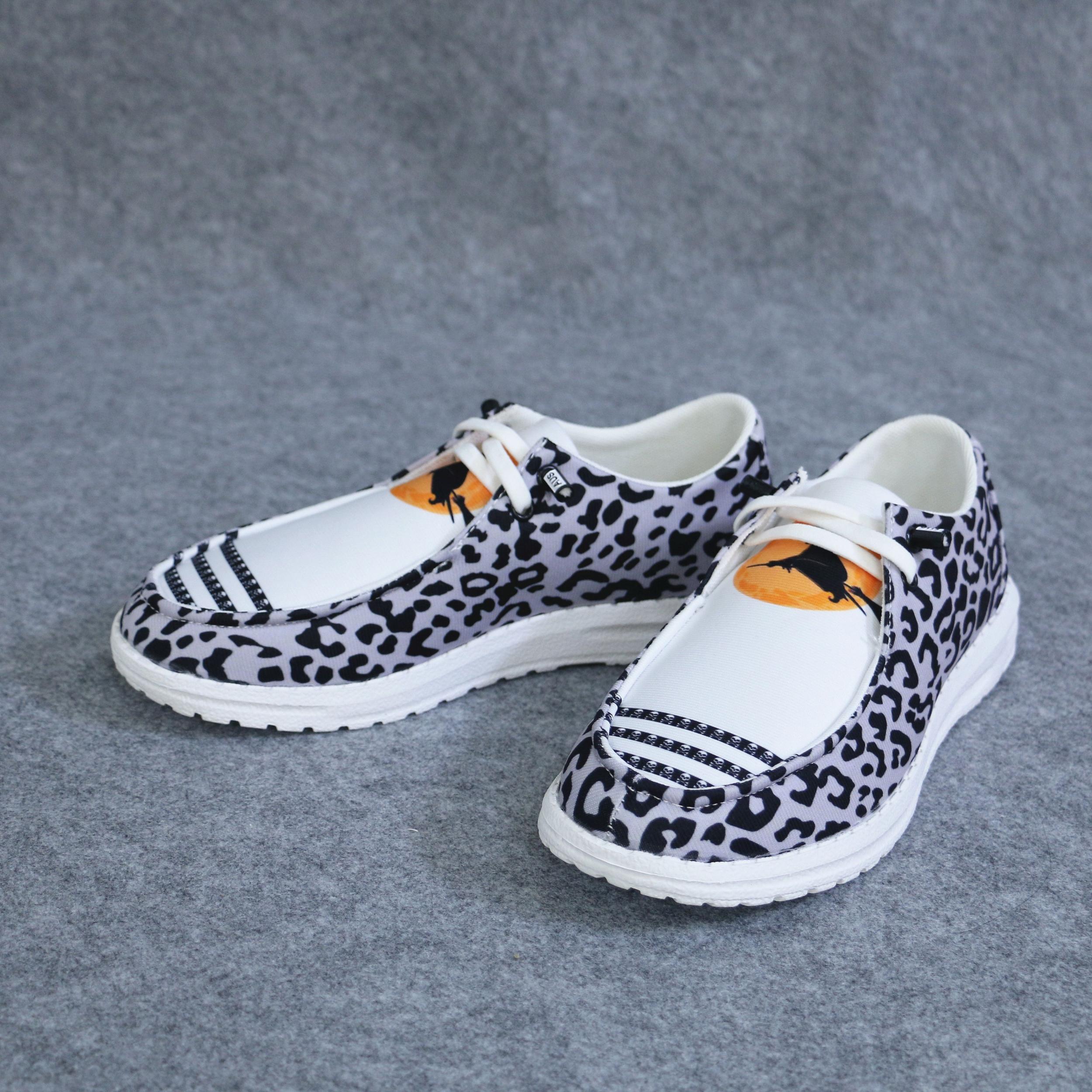 Leopard Print Walking Shoes Lightweight Sport Flat Shoes