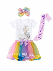 4pcs Toddler Girls Mermaid Graphic T Shirt & Mesh Tutu Skirt Set