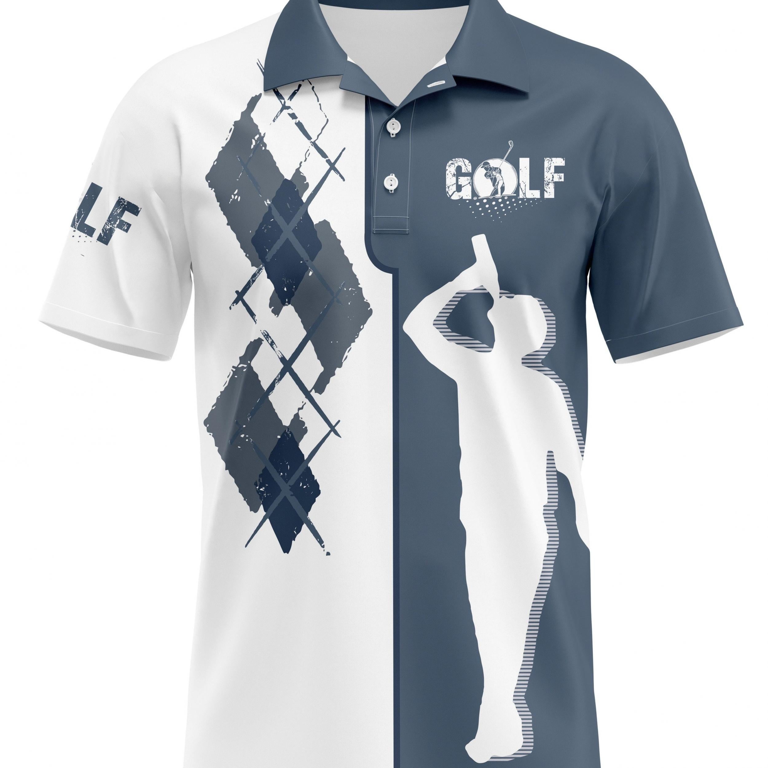 Men's Casual Golf Print Short Sleeve Shirt