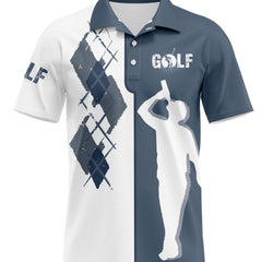 Men's Casual Golf Print Short Sleeve Shirt