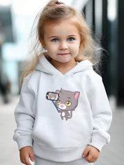 Cat Pattern Long Sleeve Hooded Sweatshirt Girls Comfy Hoodies Pullover