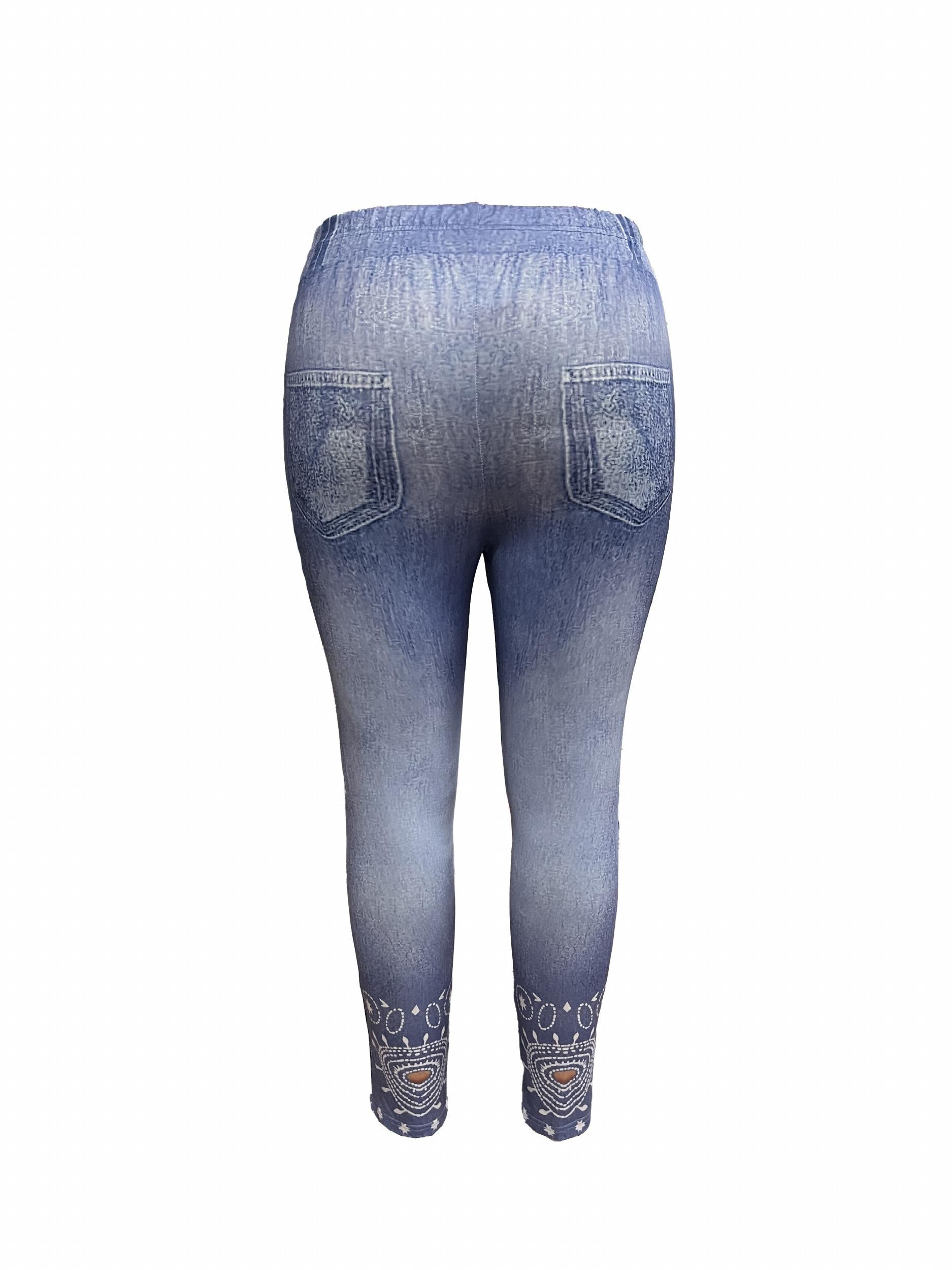 Women's Plus 3D Print High Rise Skinny Leggings
