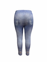 Women's Plus 3D Print High Rise Skinny Leggings