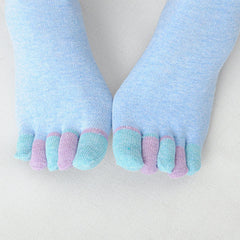 6 Pairs Women's Toe Socks Cotton Crew Sock Five Finger Socks