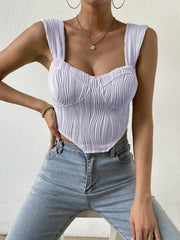 Striped Corset Top Wide Strap Summer Sleeveless Top