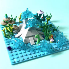 5pcs Mini Dolphin Building Blocks Translucent Marine Animal DIY Ocean Th