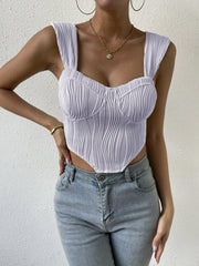 Striped Corset Top Wide Strap Summer Sleeveless Top