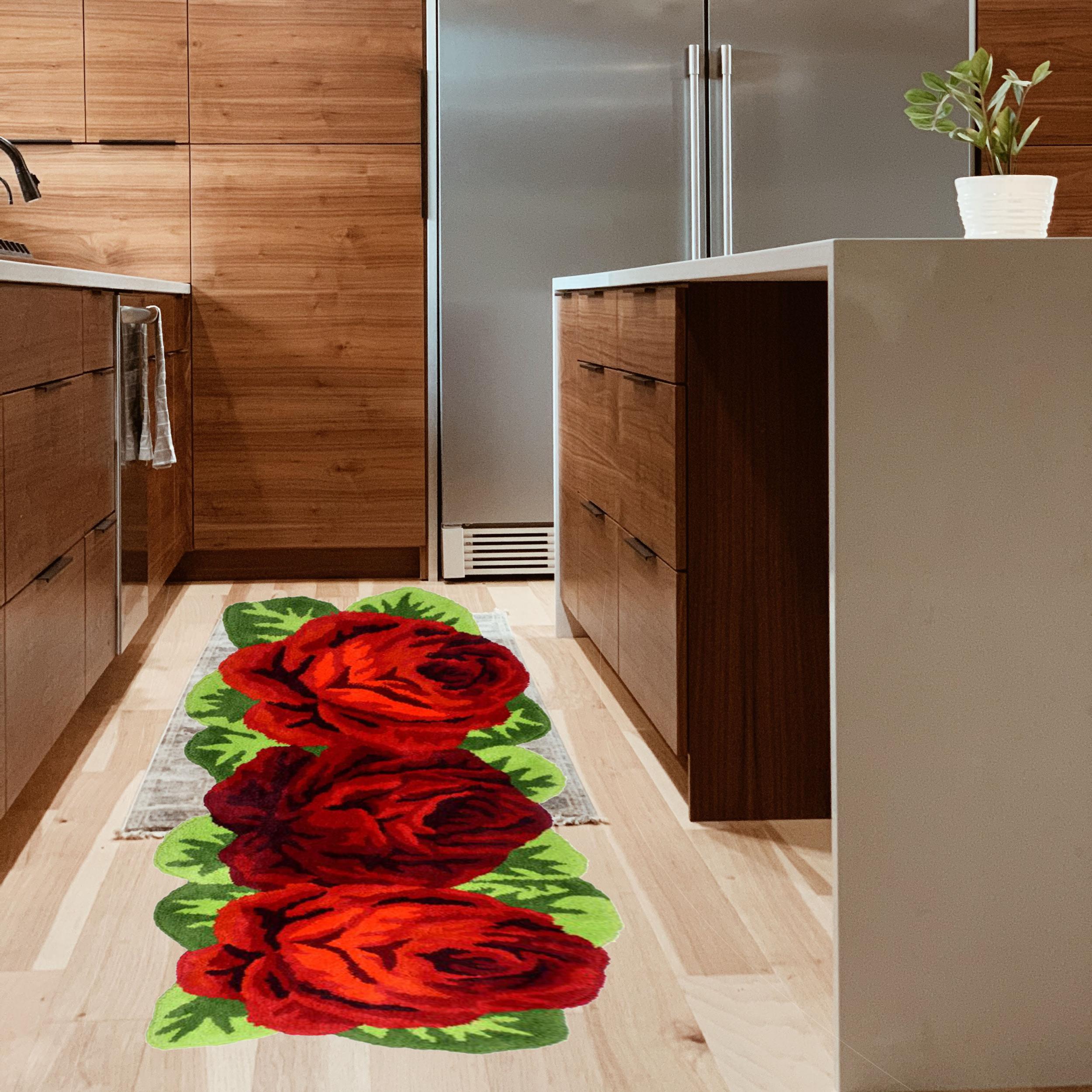 Floral Rug Anti-Slip Backing Cozy Carpet Washable