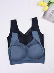 2pcs Wireless Push Up Bras Comfy & Breathable Everyday Lingerie