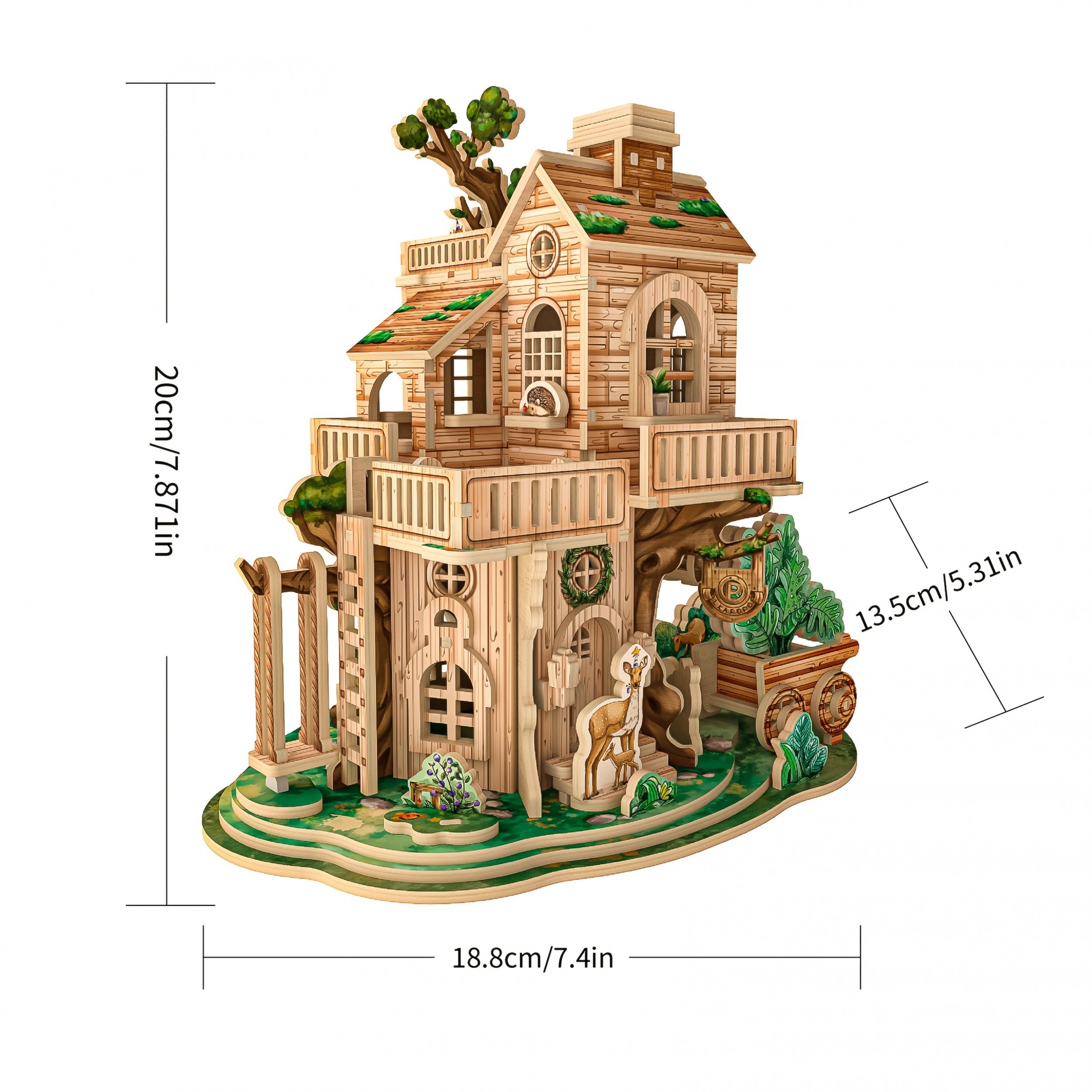 3D Wooden Puzzle DIY Treehouse Model House High Difficulty Building Blocks