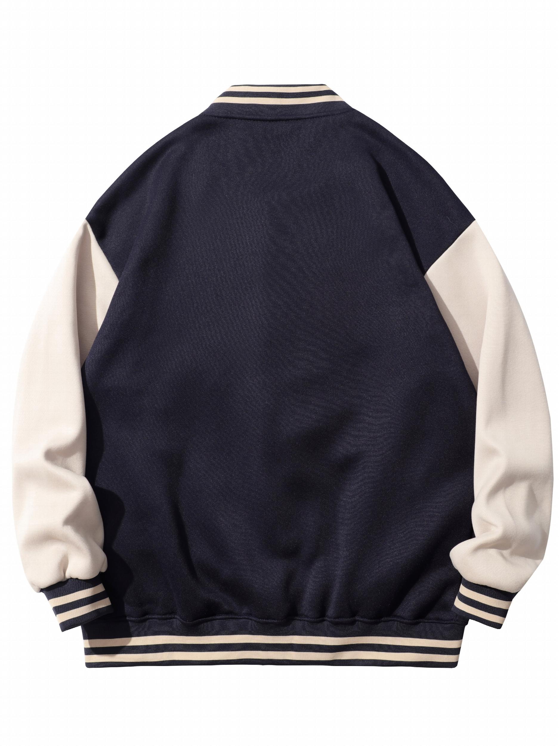 Varsity Jacket Men's Casual Button Up Jacket for Spring Fall