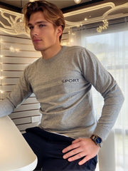 Knitted Striped Sweater Men's High Stretch Pullover