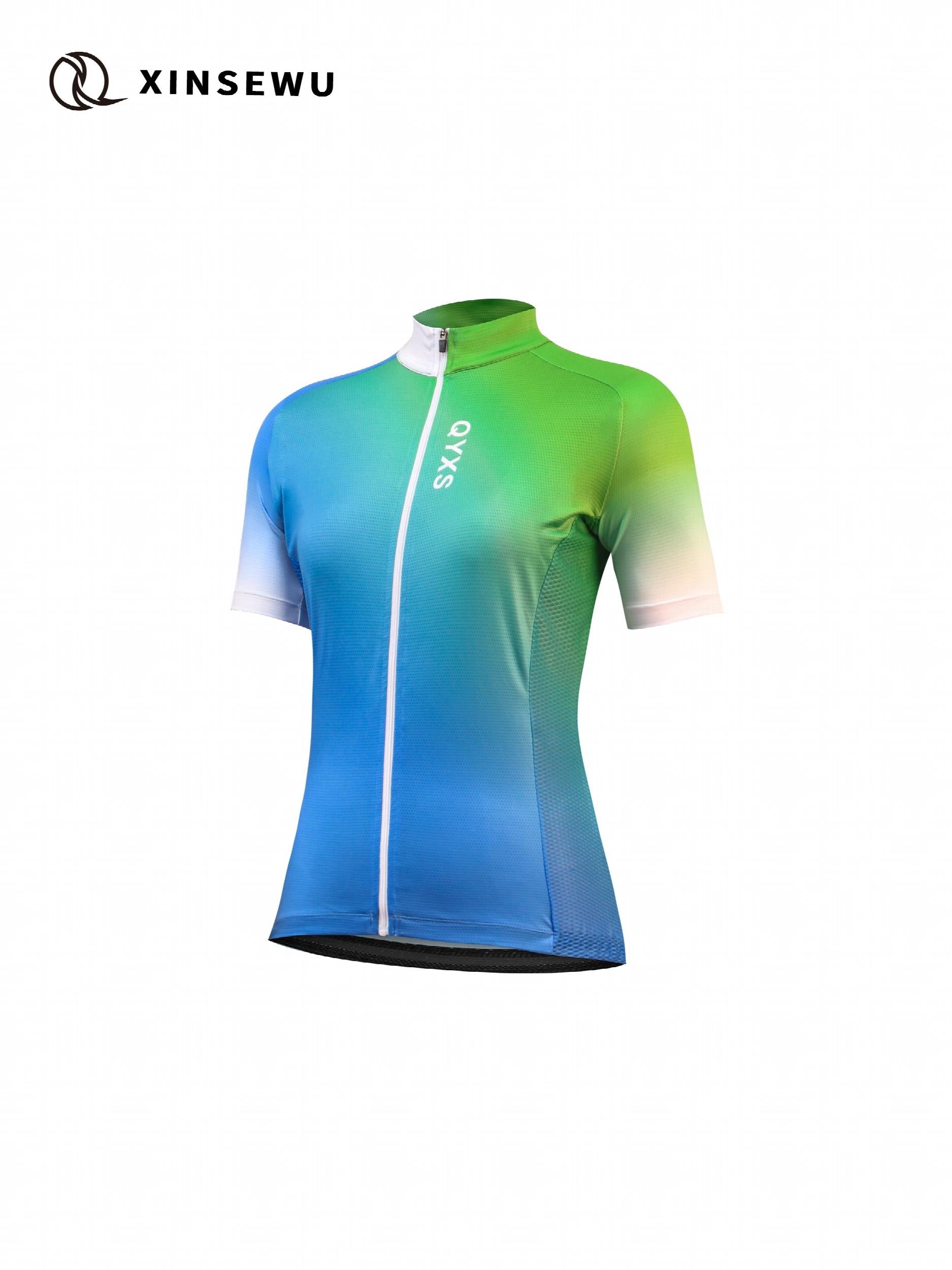 Ombre Letter Print Full Zip Cycling Jersey Women's Activewear