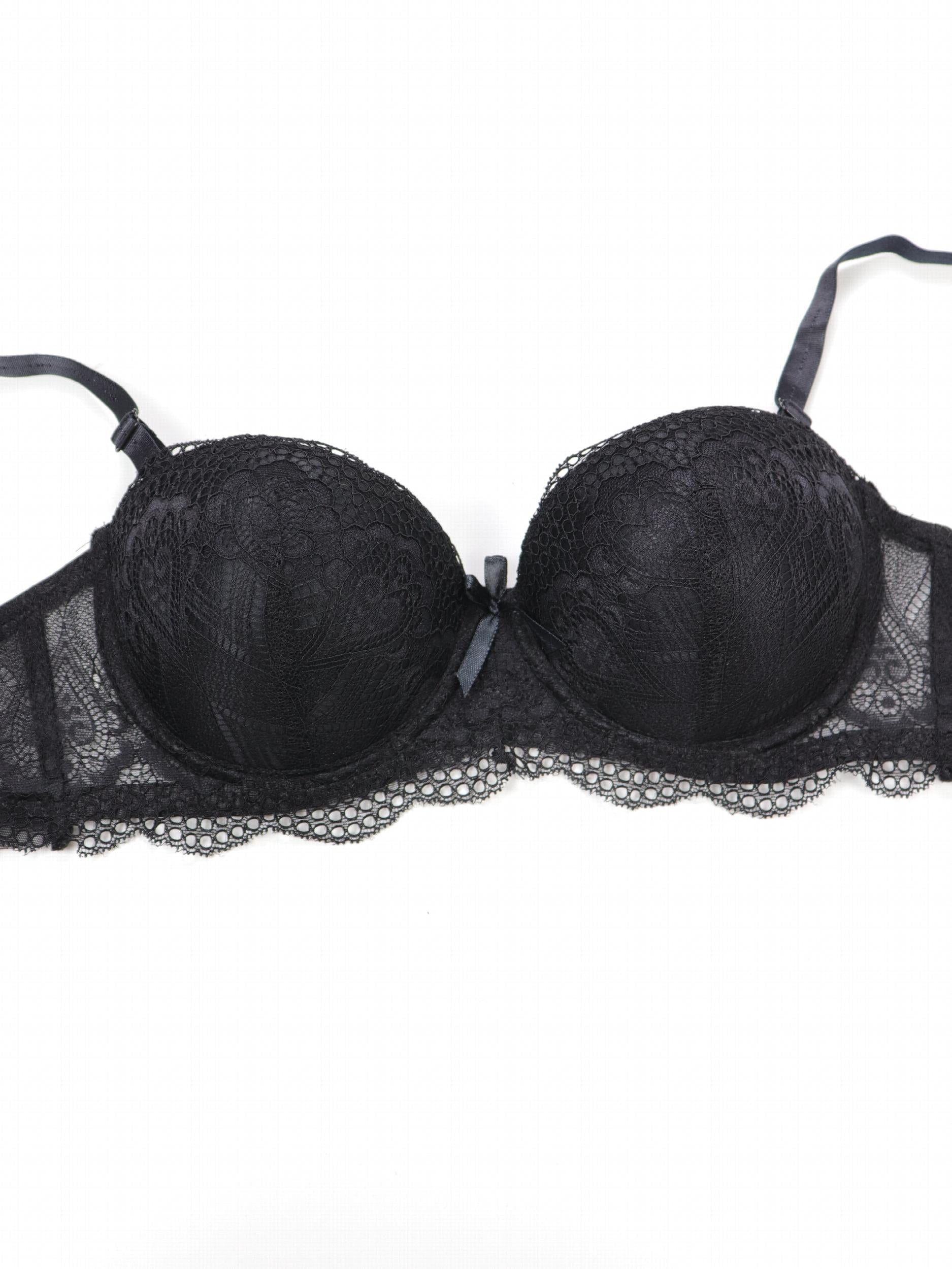 Lace Push Up Bra with Bow Tie - Women's Lingerie