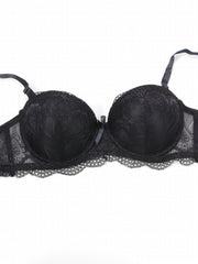 Lace Push Up Bra with Bow Tie - Women's Lingerie