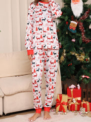 Christmas Pajama Set Women's Plus Elk & Snowflake Print Tee & Joggers