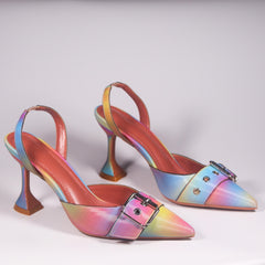 Women's Pointed Toe Slip On Heel Sandals Buckle Strap Pumps