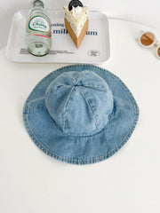 Baby Denim Triangle Bodysuit Hat 2pcs Set Girls Summer Outfit
