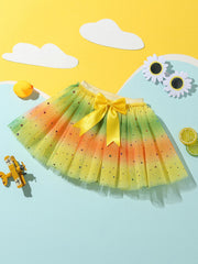 Sequin Stars Bow Front Mesh Tutu Skirt for Girls