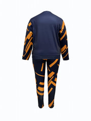 Colorblock Geometric Print Top & Skinny Pants Two Piece Set
