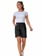 3pcs Solid Side Pocket Sporty Shorts Casual Loose Workout Short Women's Activewe