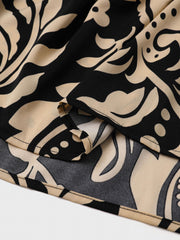 Women's Plus Floral Print Half Sleeve Notched Neck Dress