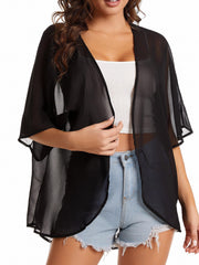 Chiffon Loose Cover Up Solid Casual Comfy Blouse Kimono
