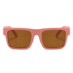 Square Frame Gentle Driver Sunglasses Matte Brown Retro UV400 Glasses