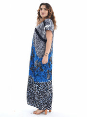 Kaftan Dress Set Graphic Print Contrast Lace Hijab 2pcs S