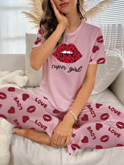 Lips Print Pajamas Set for Women