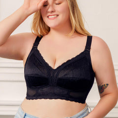 Plus Size Full Cover Wireless Lace Bra