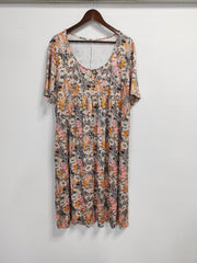 Floral Print Short Sleeve Round Neck Dress
