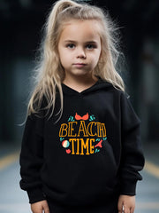 Be Ach Time Pattern Long Sleeve Hooded Sweatshirt Girls