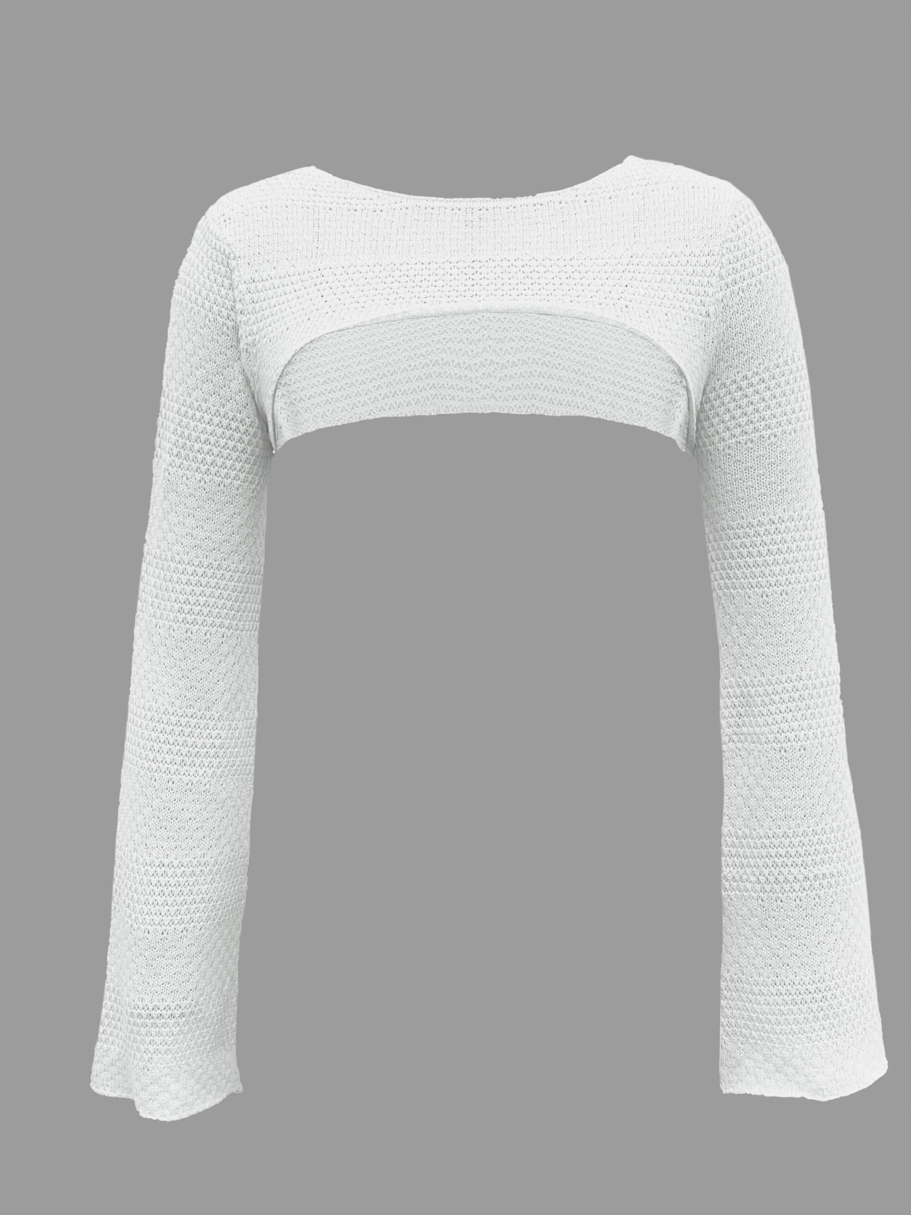 Vacation Crop Knitted Sweater Long Sleeve Casual Sweater Spring & Summer