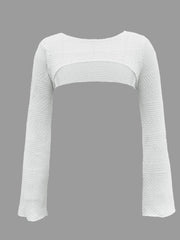 Vacation Crop Knitted Sweater Long Sleeve Casual Sweater Spring & Summer