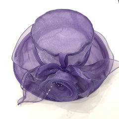 Mesh Flower Decor Derby Hat Organza Sun Hat Church Hat For Wedding Bridal