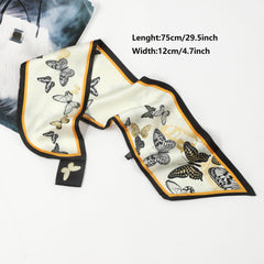 Butterfly Pattern Neck Scarf Silk Feeling Small Scarf